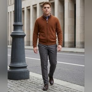 Penguin by Munsingwear 39x32 Grey on Grey Plaid Wool Blend Dress Pants EUC